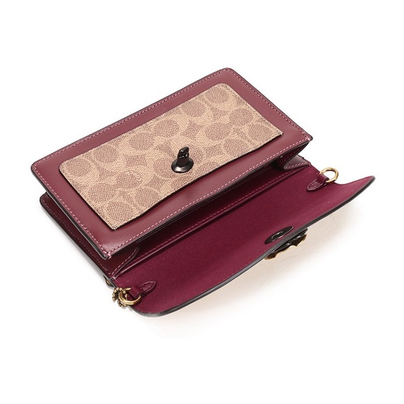 Coach Clutch in Cream and Burgundy